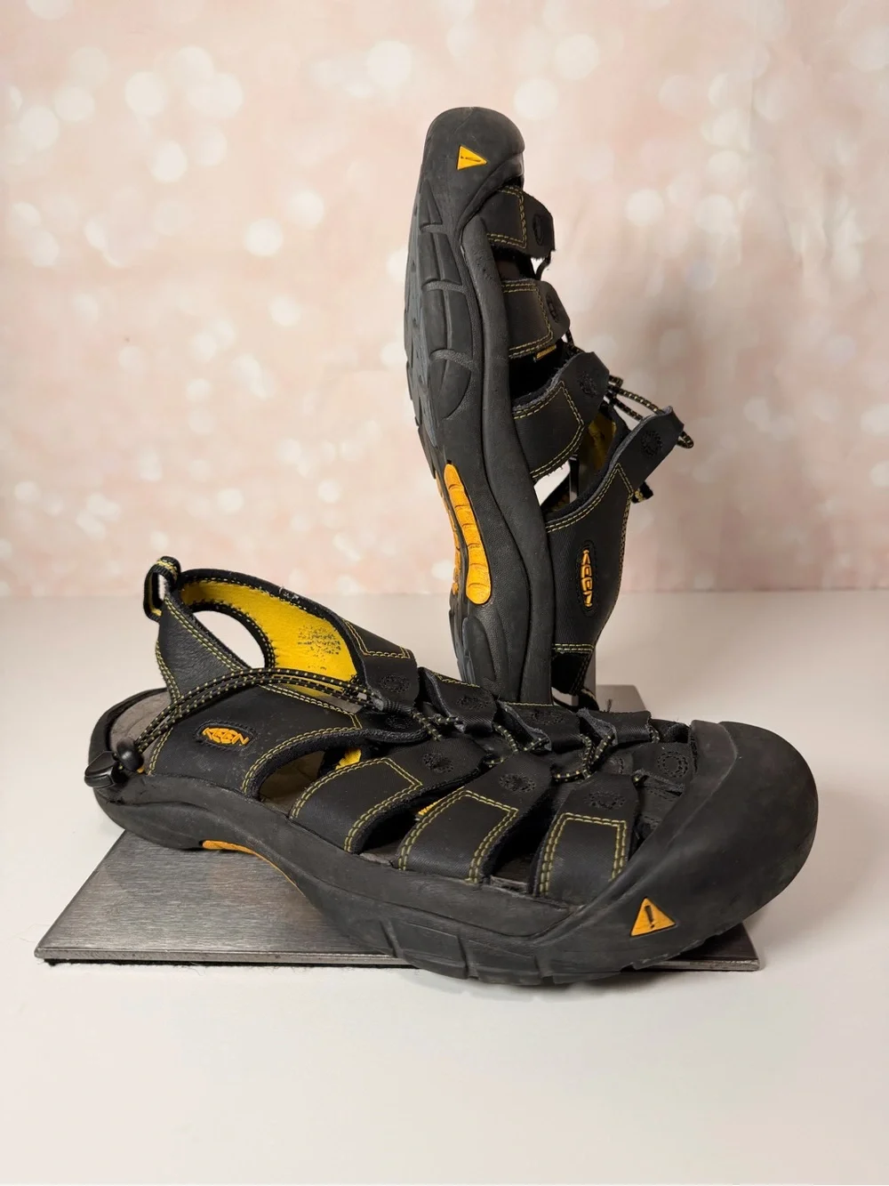 KEEN Men’s Black and Yellow Outdoor Sandals